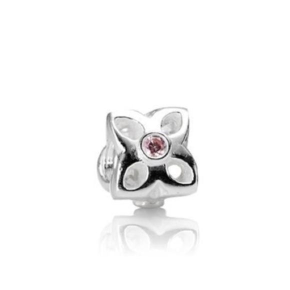 Pandora Jewelry - Pandora Flower with Pink Gemstone Retired Charm